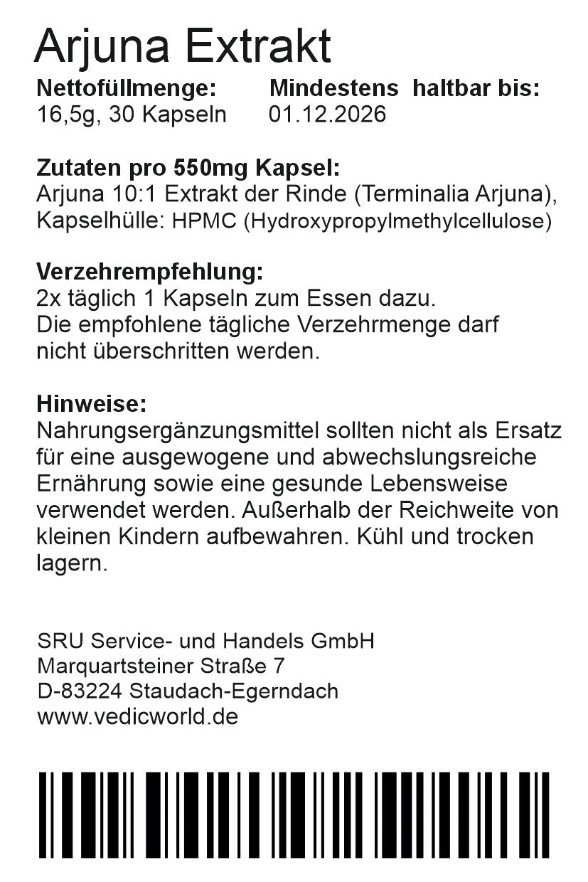 Arjuna Extrakt 10:1 Kapseln