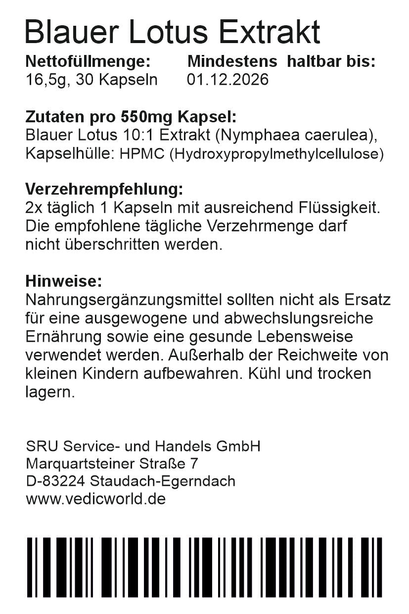 Blauer Lotus Extrakt 10:1 Kapseln