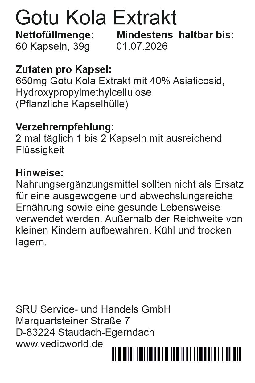 Gotu Kola Kapseln mit 40% Asiaticoside
