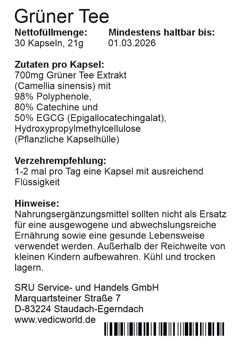 Grüner Tee Extrakt 98% Kapseln