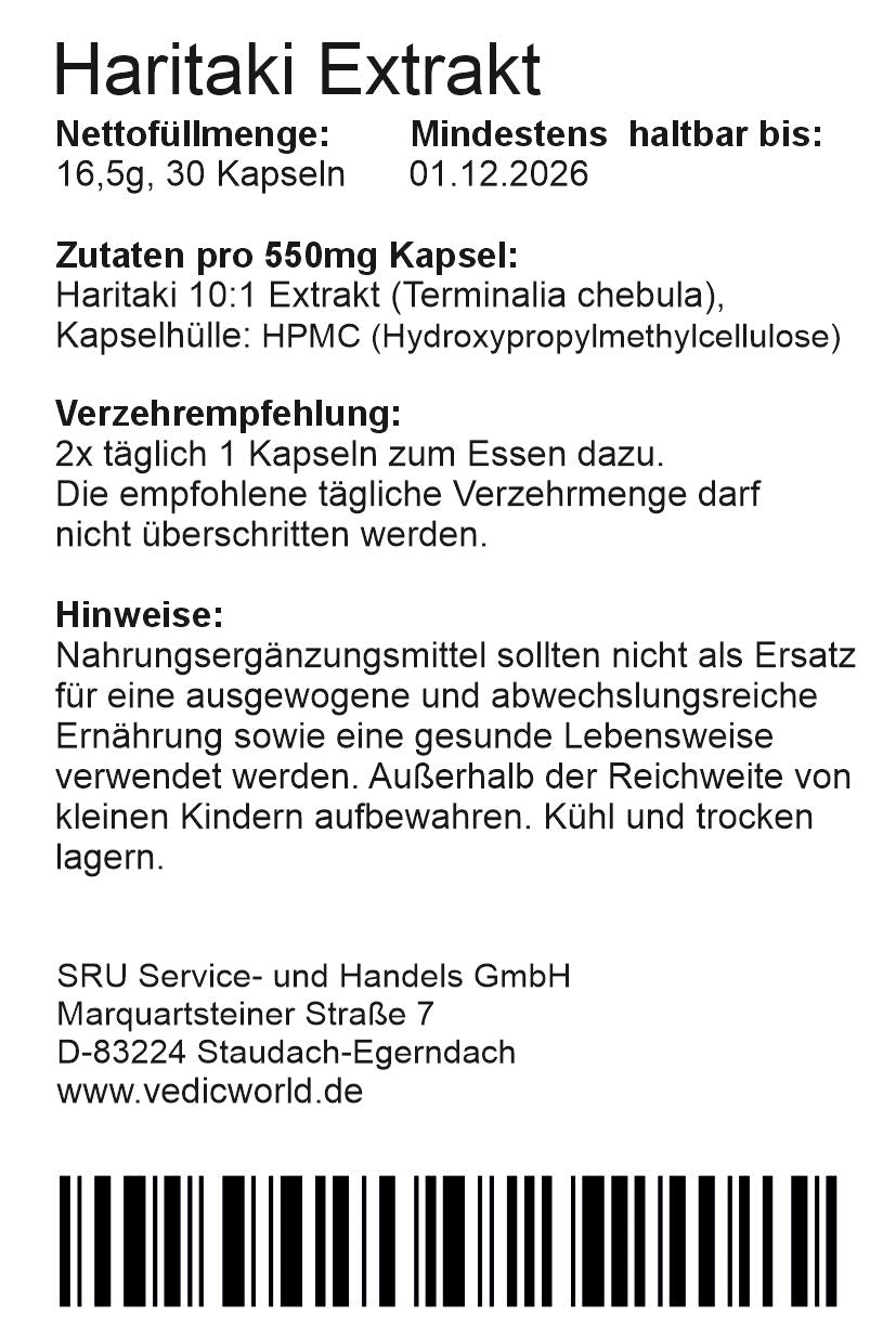 Haritkaki Extrakt 10:1 Kapseln