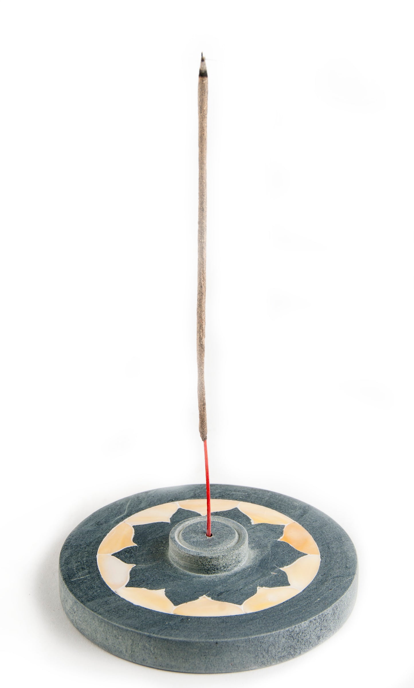 Lotus mit Perlmutteinlage - Specksteinhalter 10 cm