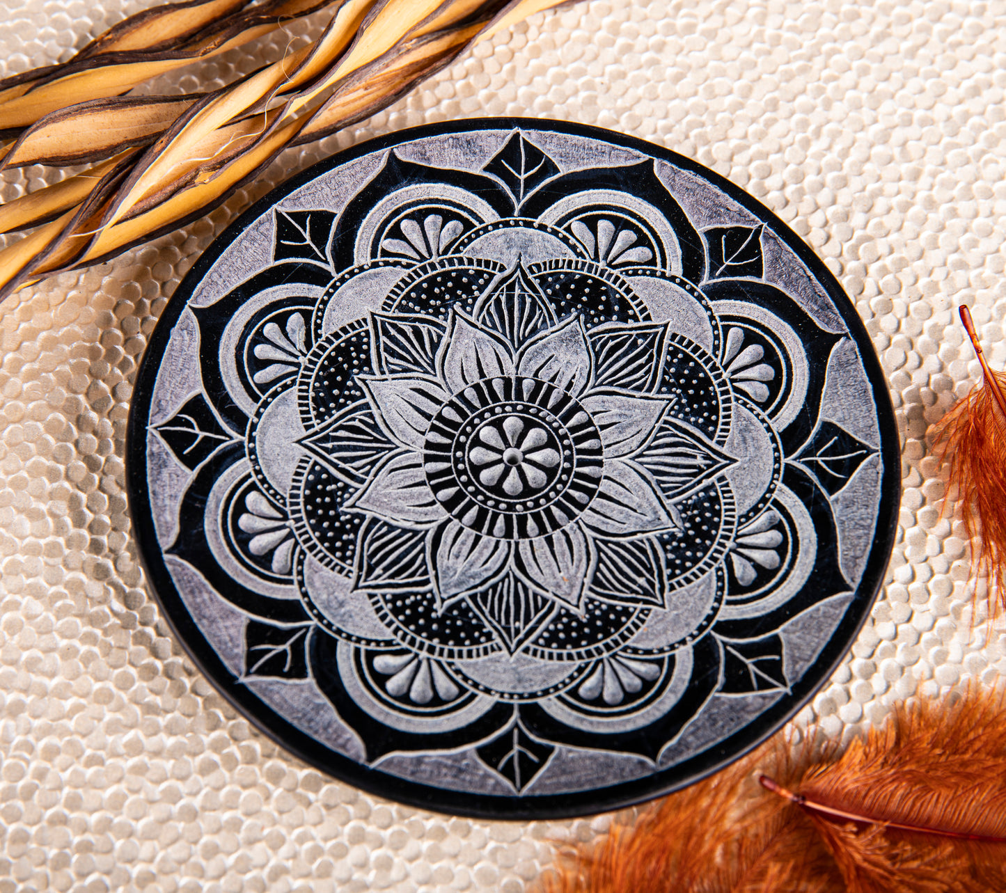 Stäbchenhalter Mandala, groß, Speckstein