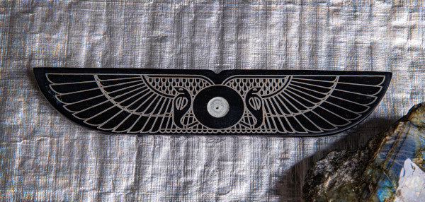 Horusflügel Schiffchenhalterschwarzer Marmor