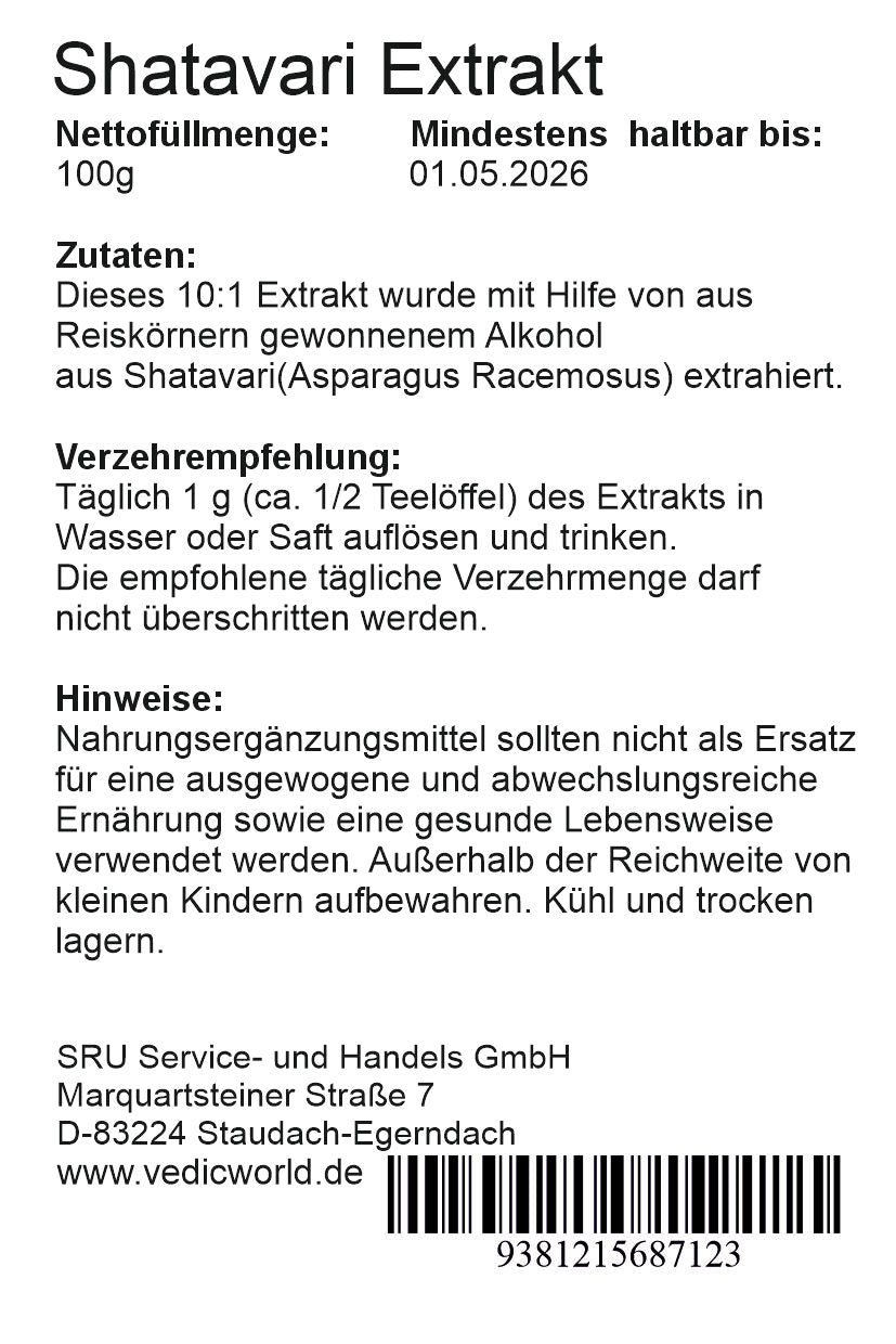 Shatavari Extrakt 10:1
