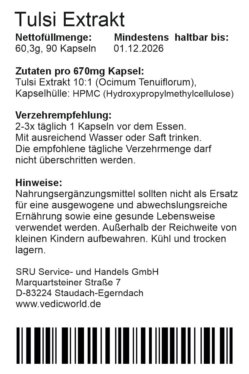 Heiliges Basilikum 10:1 Kapseln