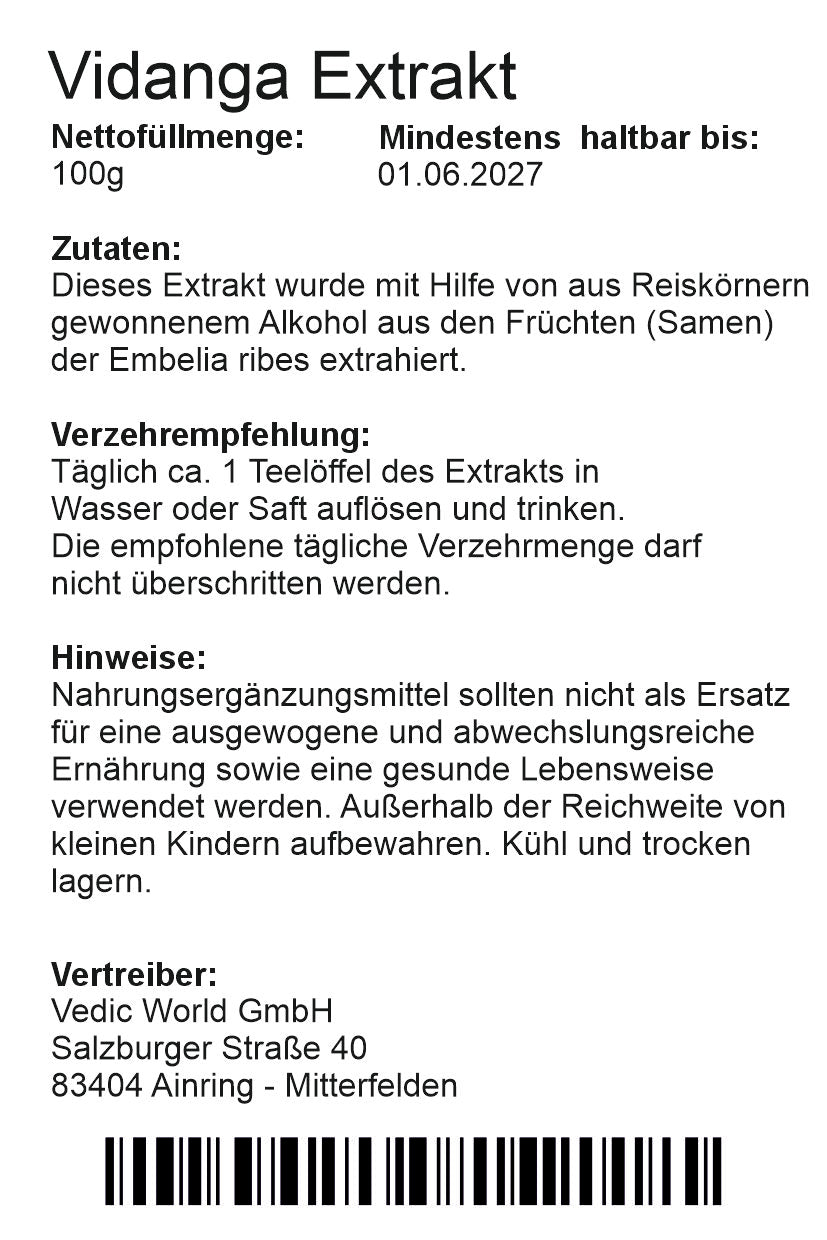 Vidanga Extrakt 10:1