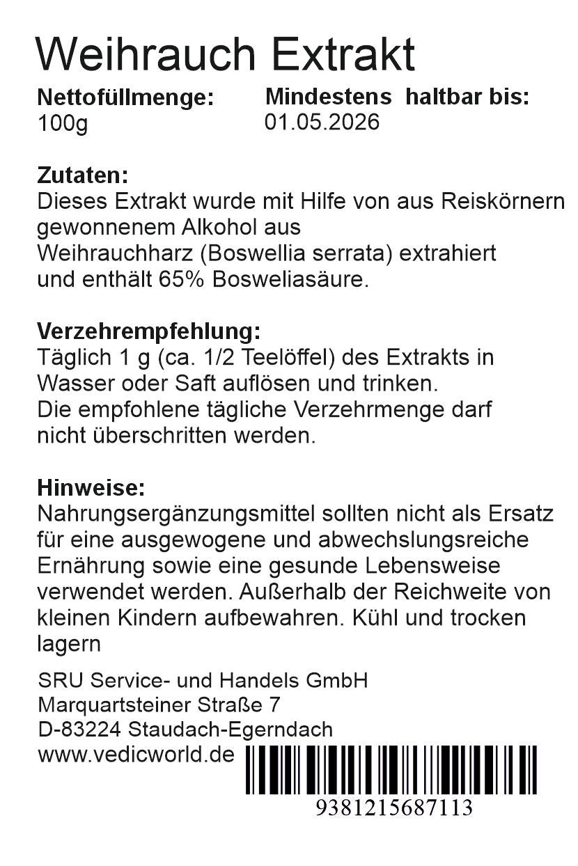Weihrauch Extrakt 65% Boswelliasäure