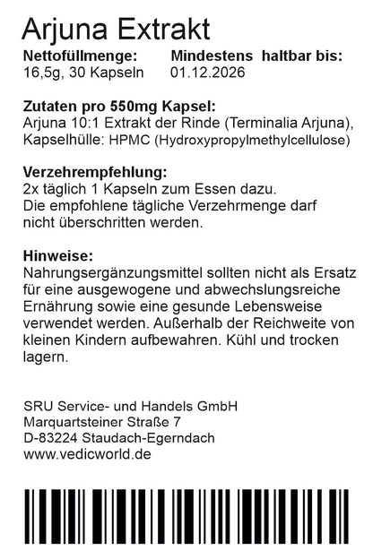 Arjuna Extrakt 10:1 Kapseln