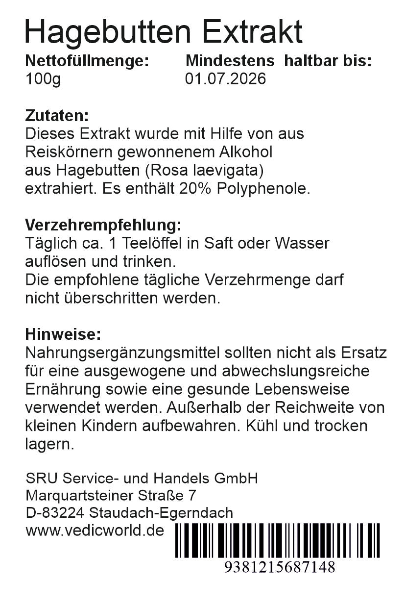 Hagebutten Extrakt mit 20% Polyphenole