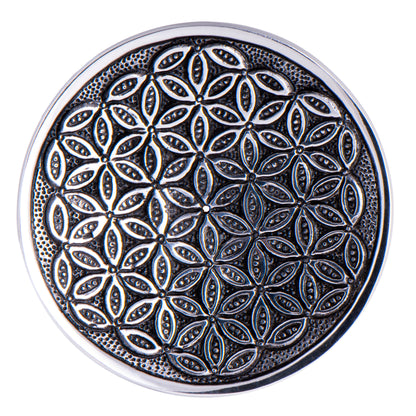 Stäbchenhalter Blume des Lebens, Weißmetall, rund