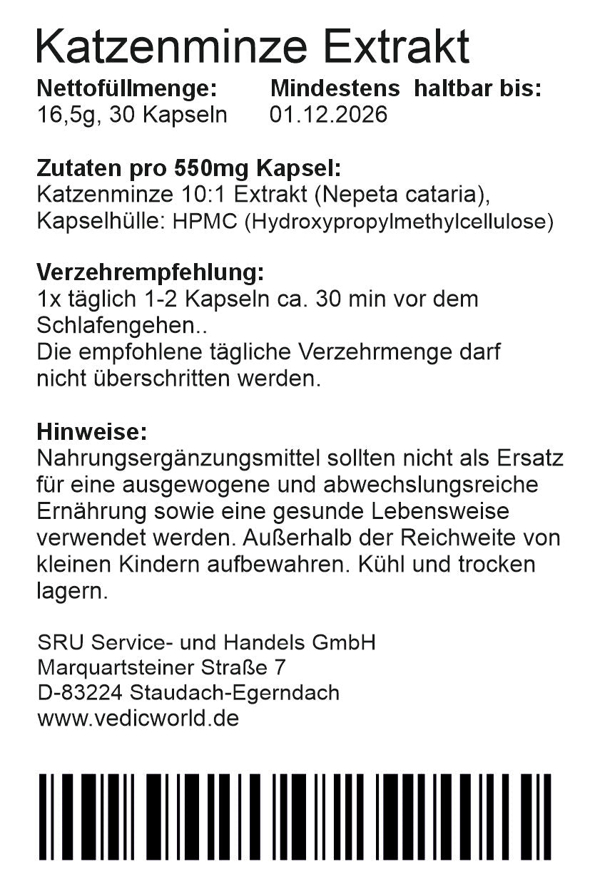 Katzenminze Extrakt 10:1 Kapseln