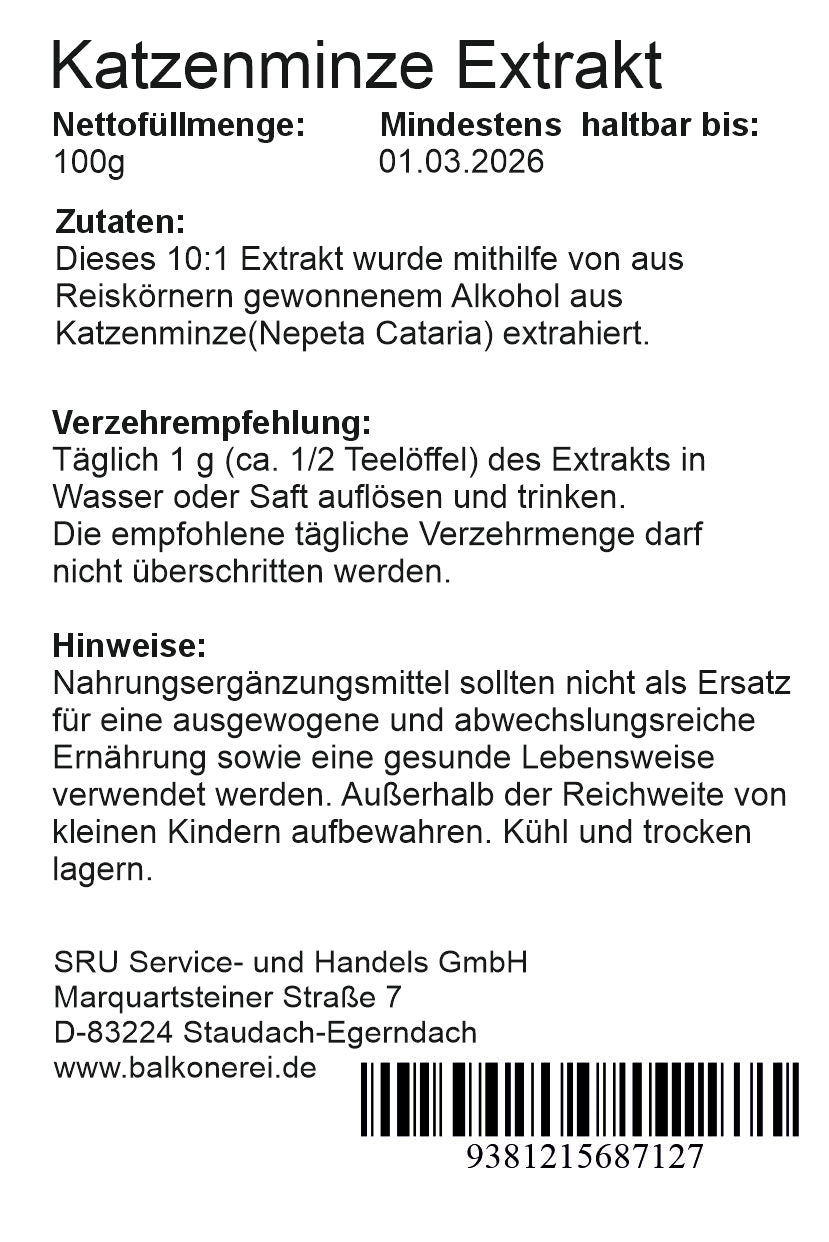 Katzenminze Extrakt 10:1