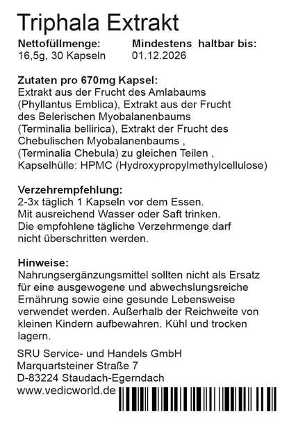 Triphala Extrakt 10:1 Kapseln