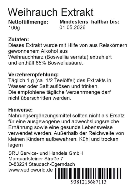 Weihrauch Extrakt 65% Boswelliasäure
