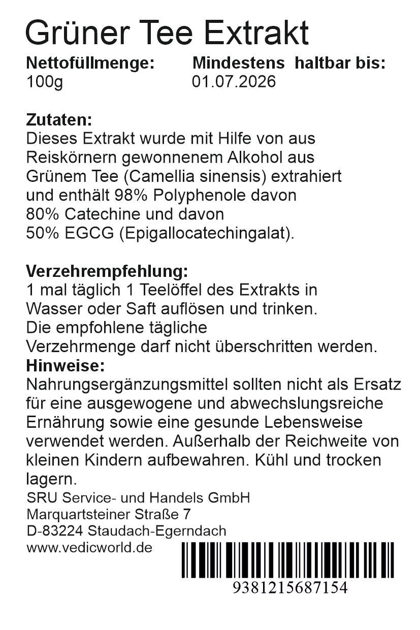 Grüner Tee Extrakt mit 98% Polyphenole